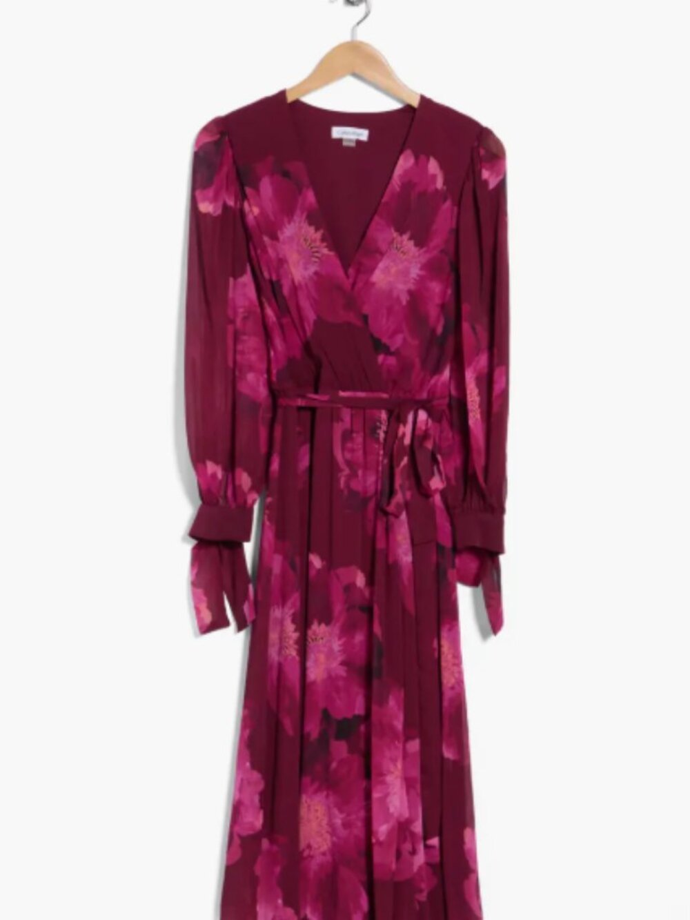 Calvin Klien Floral Chiffon Wrap Midi Dress Size 10 NWT